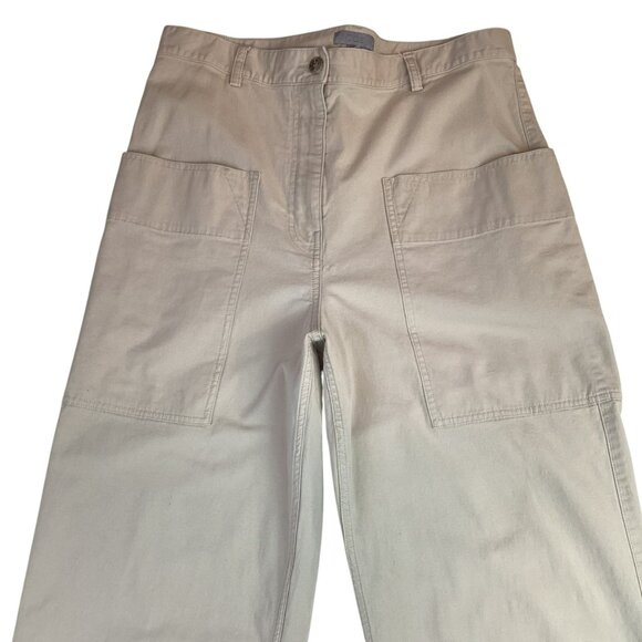 COS Womens 12 Beige High-Waisted Wide Leg Cargo Pants Cotton - Picture 2 of 7